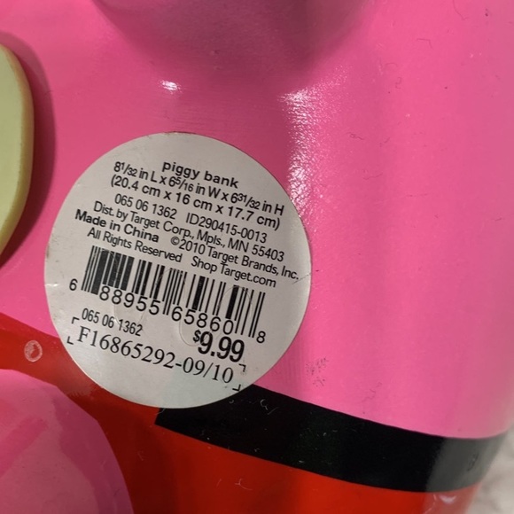Target Piggy bank 8.5" pink 2010 Christmas pig with lashes Santa's hat and skirt - Picture 7 of 12